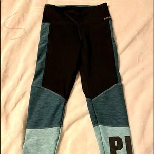 Small VS PINK turquoise and black leggings/ yoga